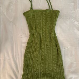 knit green mini dress